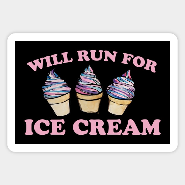 Will run for Ice Cream Sticker by bubbsnugg